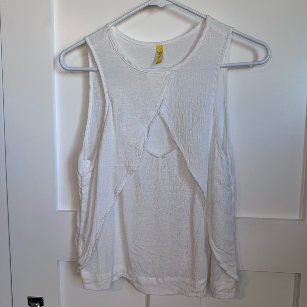 Free People White‎ Sleeveless Cutout Top with Crossover Detail Women's Size XS